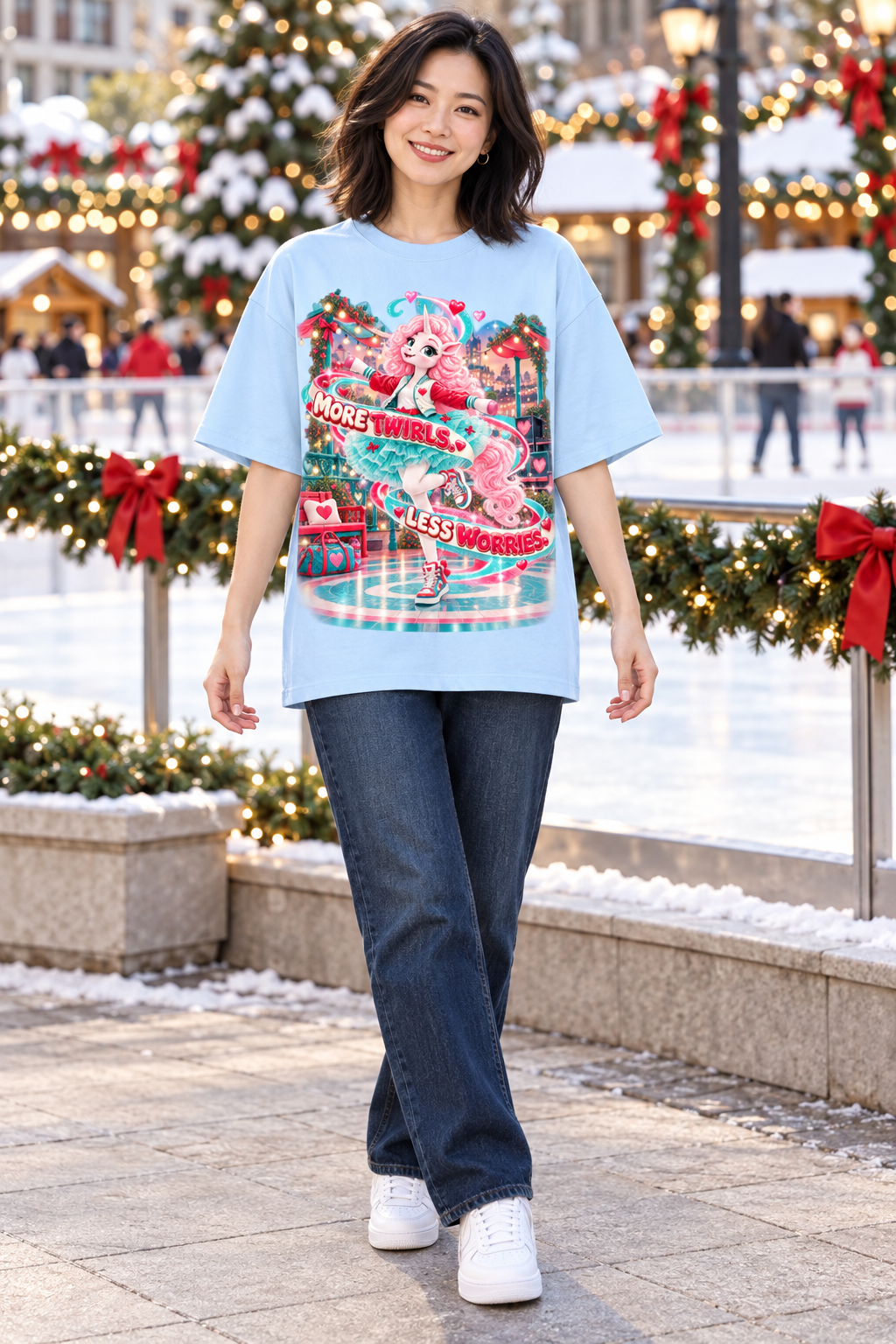 Umyrica Magical Collection™ More Twirls Less Worries Oversized Graphic T-Shirt - Unisex