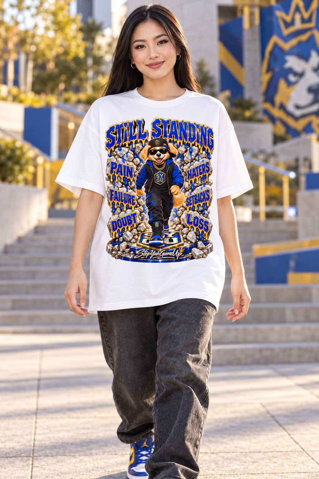StepYahGameUp™ Still Standing Oversized Graphic T-Shirt - Unisex