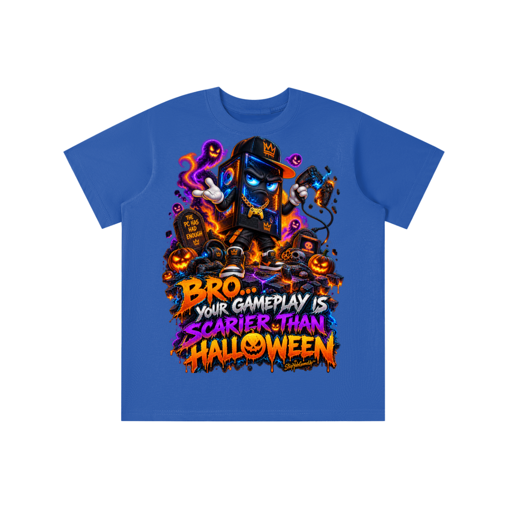 StepYahGameUp™ Halloween Bro Your Gameplay Is Scarier Than Halloween Graphic T-Shirt - Youth Unisex Tee