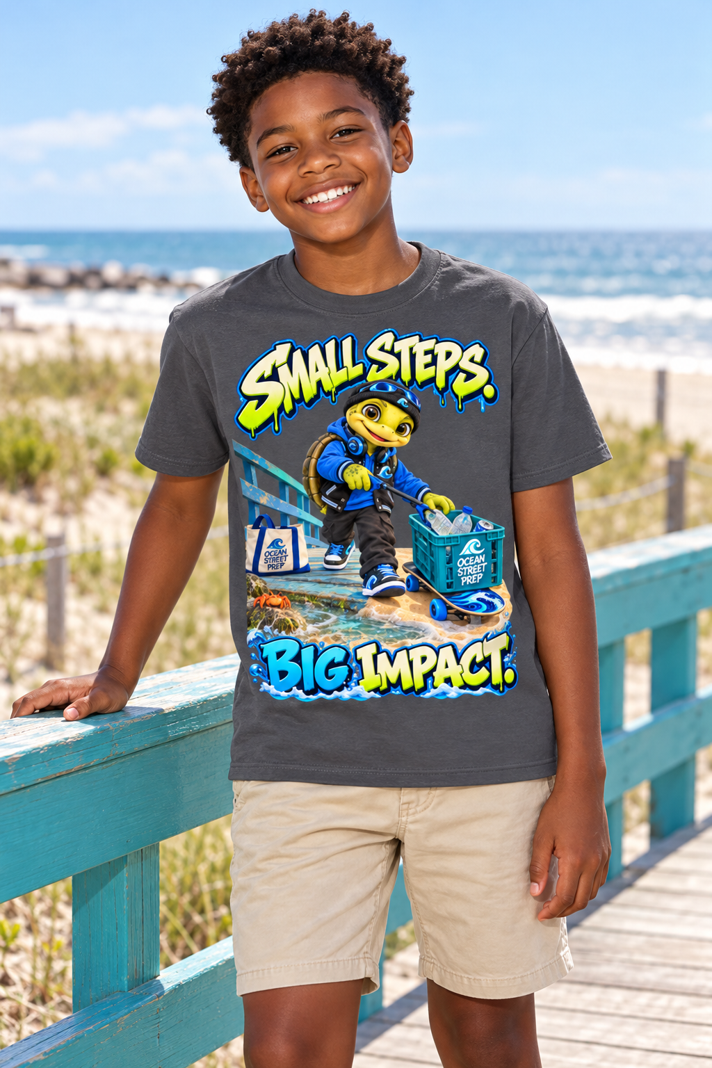 Ocean Street Prep™ Lil Turver Small Steps Big Impact Graphic T-Shirt - Youth Unisex Tee