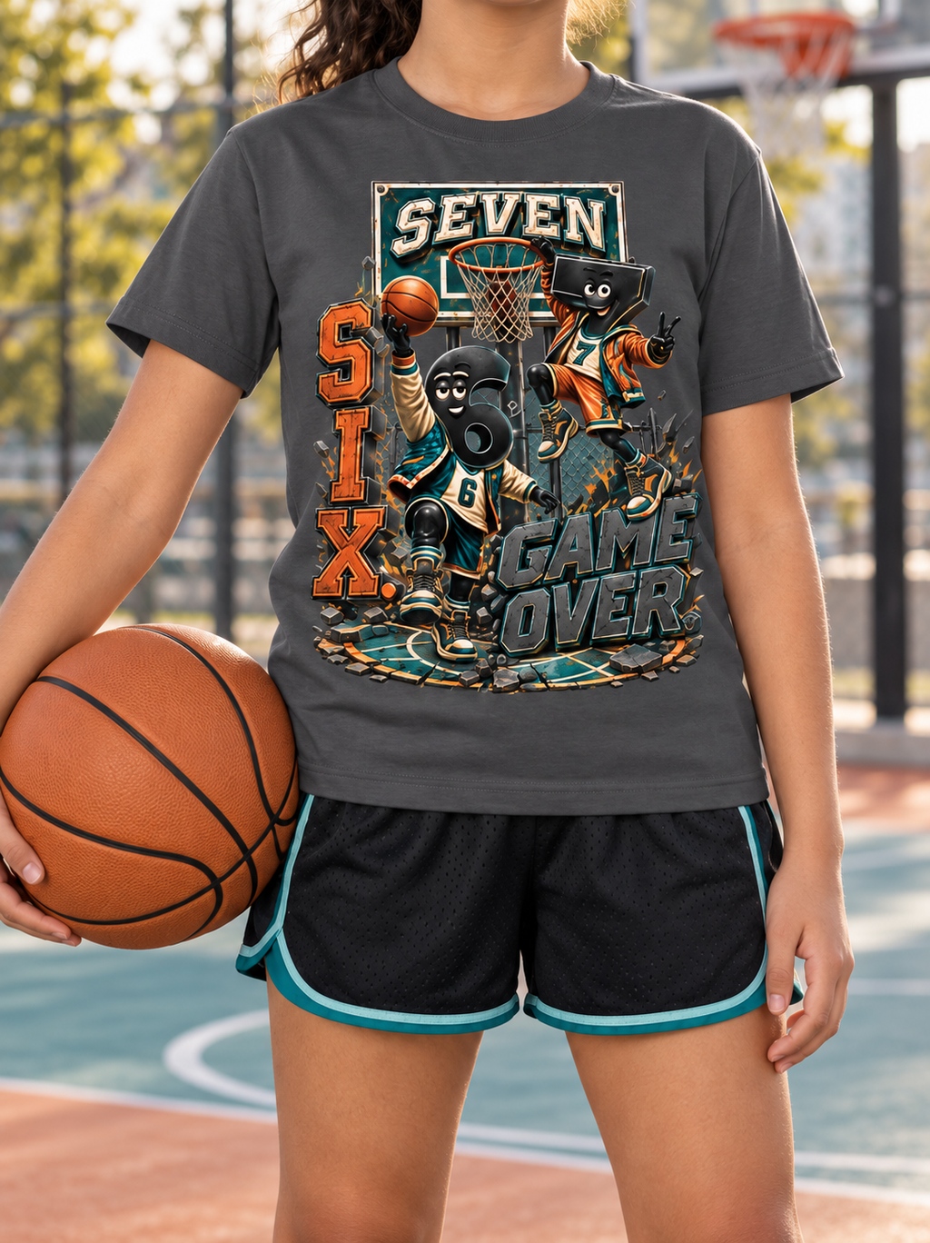 6-7 Street Mode™ Basketball Graphic T-Shirt - Game Over - Youth Unisex Tee