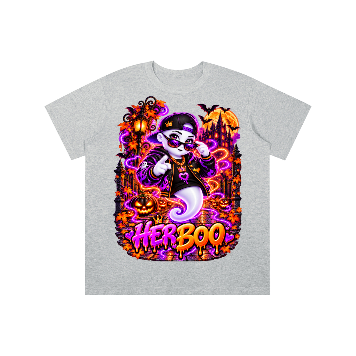 Halloween Her Boo Ghost Graphic T-Shirt - Youth Unisex Tee