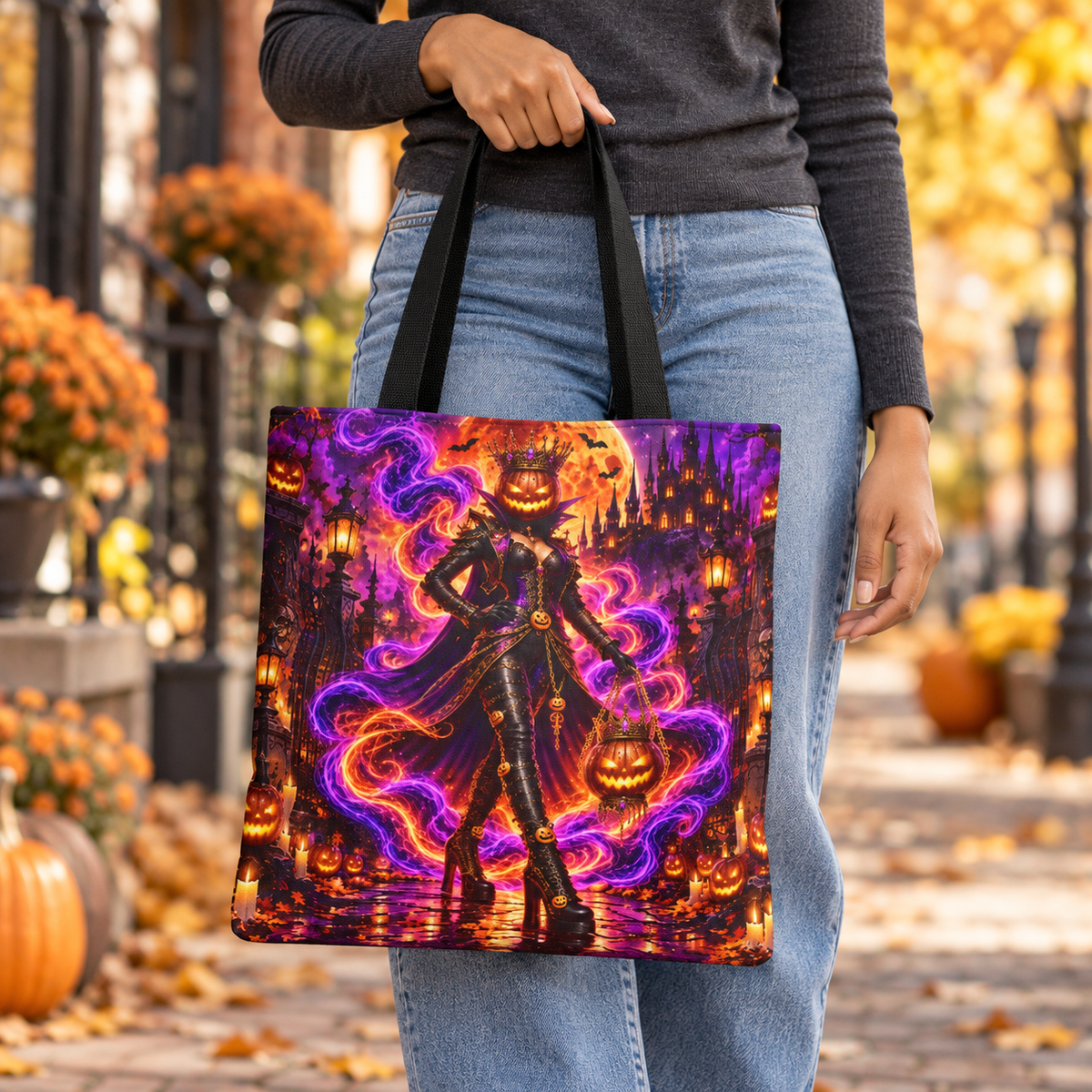 Halloween Trick or Treat Tote Bag - Pumpkin Queen - Kids Candy Bag