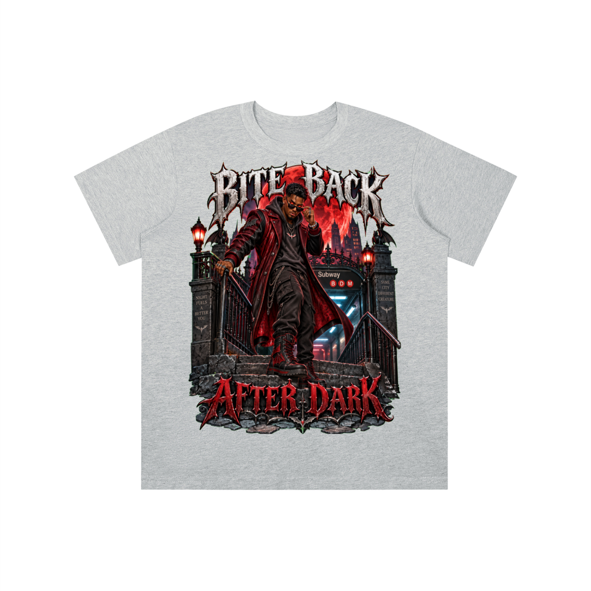 Halloween Vampire Graphic T-Shirt - Bite Back After Dark - Youth Unisex Tee