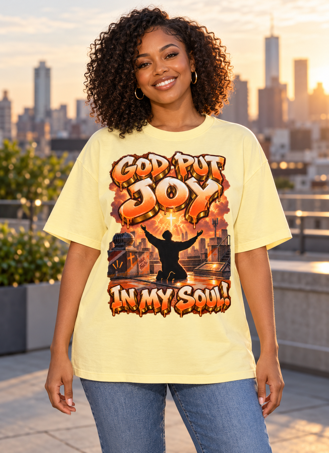 Walk by Faith™ God Put Joy in My Soul Oversized Graphic T-Shirt - Unisex