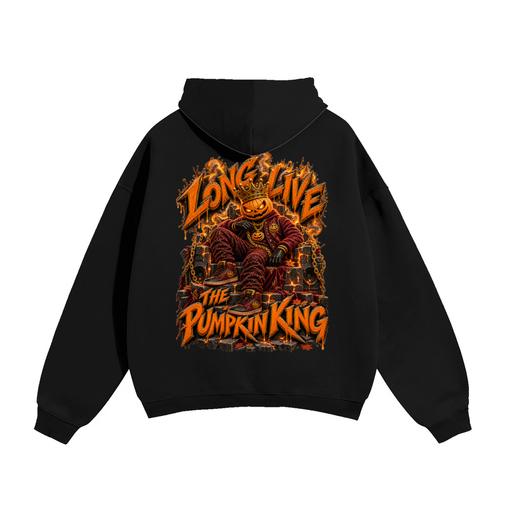 Halloween Pumpkin King Front & Back Graphic Hoodie - Long Live the Pumpkin King - Unisex