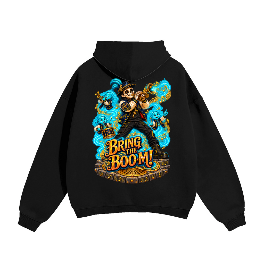 Halloween Brass, Boos & Good Vibes Front & Back Graphic Hoodie - Bring the Boom - Unisex
