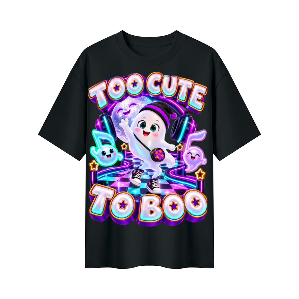 Halloween Cute Ghost Oversized Graphic T-Shirt - Too Cute to Boo - Unisex