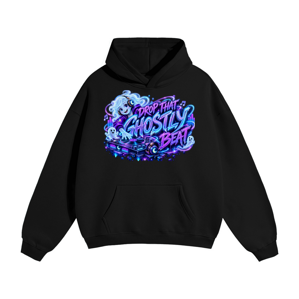 Halloween Ghost DJ Front & Back Graphic Hoodie - Drop That Ghostly Beat - Unisex