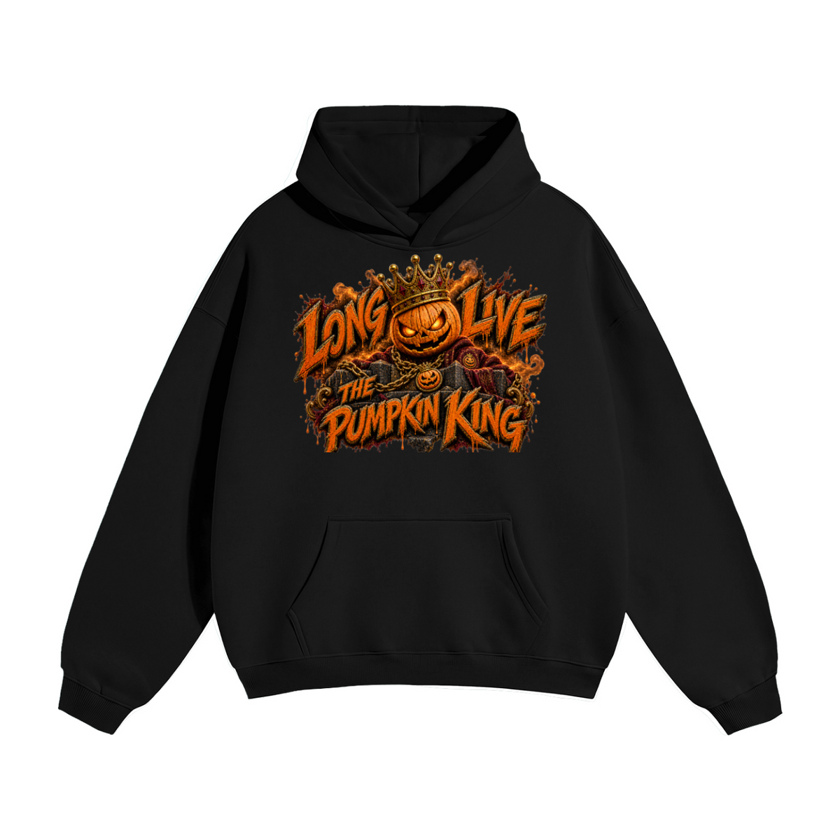 Halloween Pumpkin King Front & Back Graphic Hoodie - Long Live the Pumpkin King - Unisex