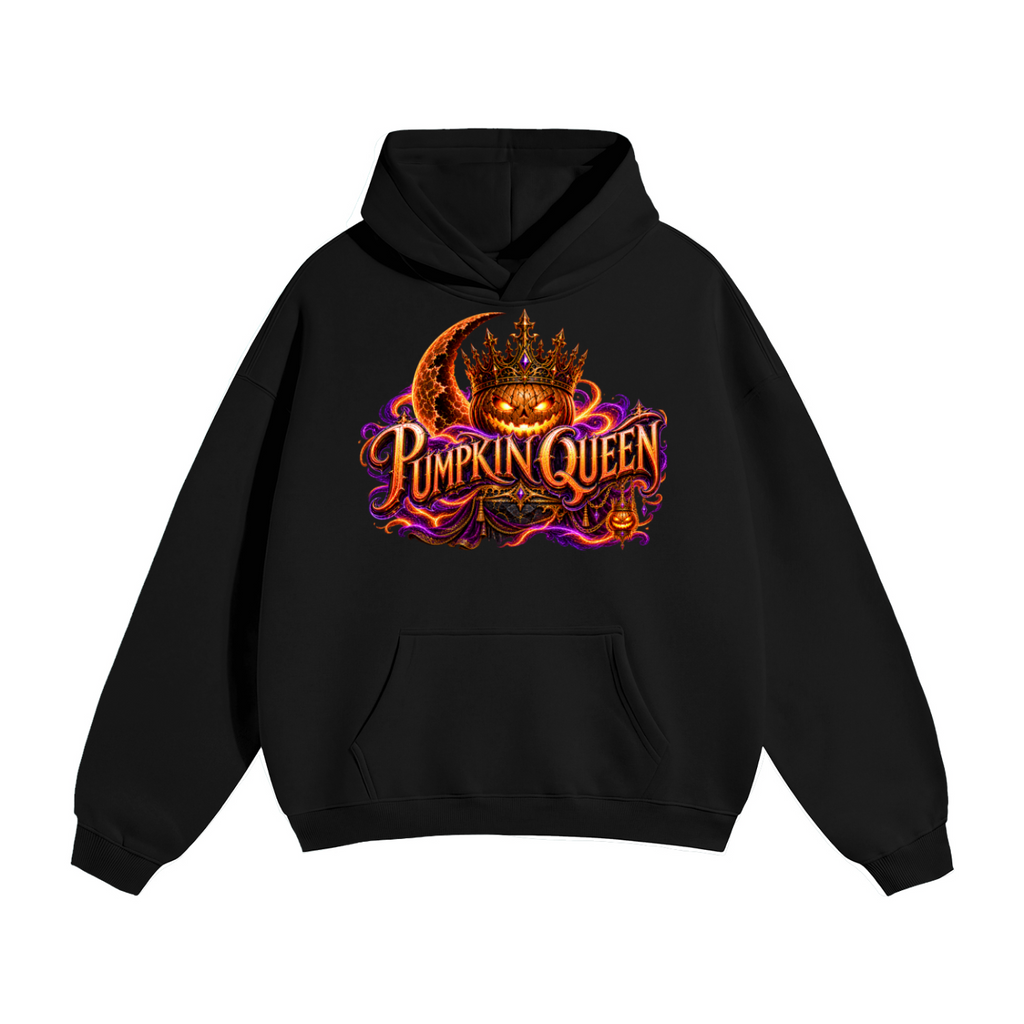 Halloween Pumpkin Queen Front & Back Graphic Hoodie - Crowned by Midnight - Unisex