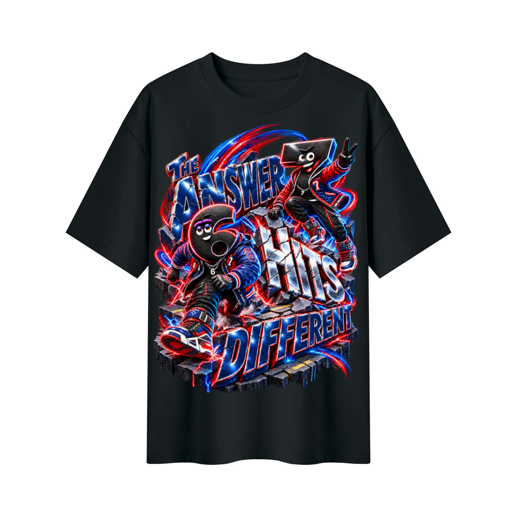 6-7 Street Mode™ The Answer Hits Different Oversized Graphic T-Shirt - Unisex
