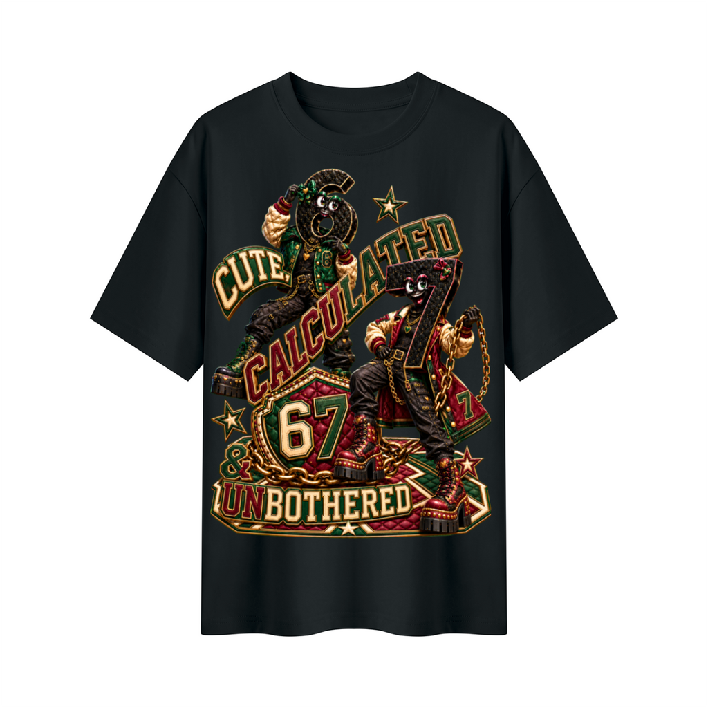 6-7 Street Mode™ Cute, Calculated & Unbothered Oversized Graphic T-Shirt - Unisex