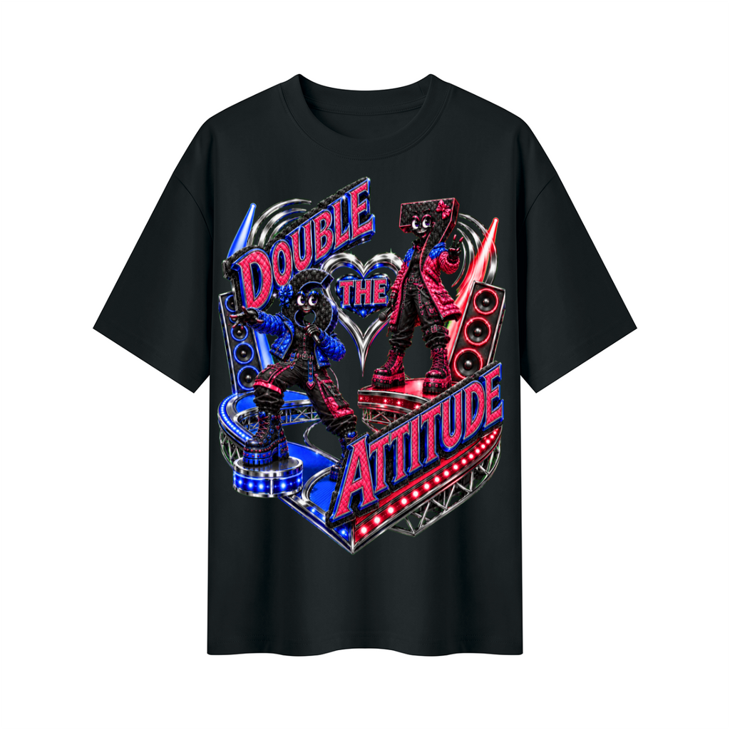 6-7 Street Mode™ Double the Attitude Oversized Graphic T-Shirt - Unisex