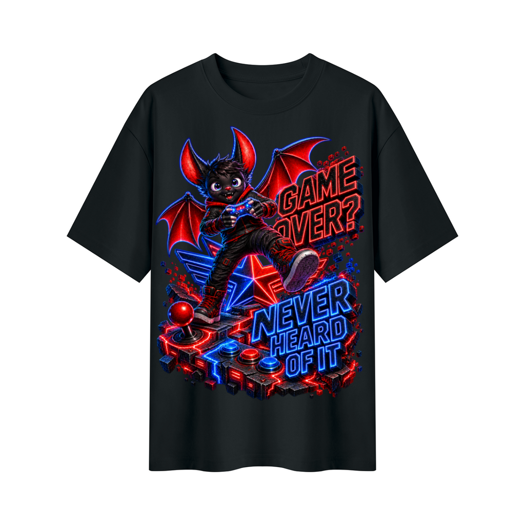 Game Over? Never Heard of It Oversized Gamer Graphic T-Shirt - Unisex