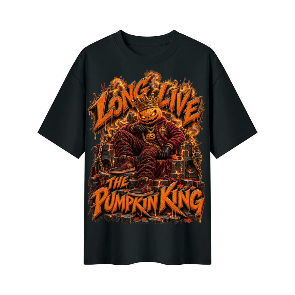 Halloween Pumpkin King Oversized Graphic T-Shirt - Long Live the Pumpkin King - Unisex