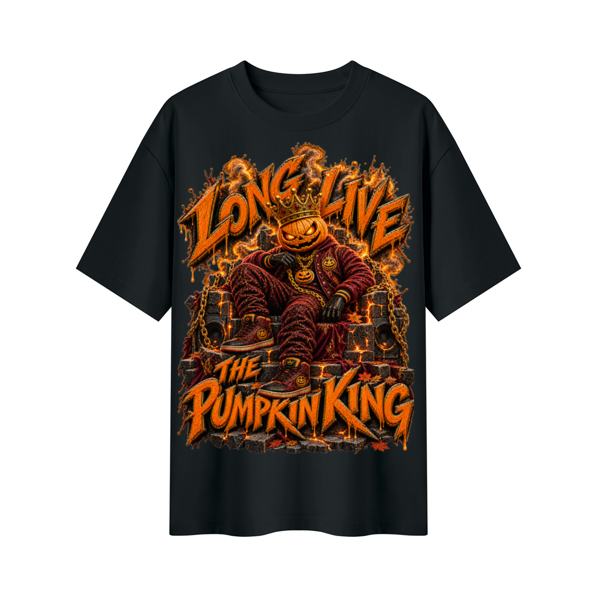 Halloween Pumpkin King Oversized Graphic T-Shirt - Long Live the Pumpkin King - Unisex