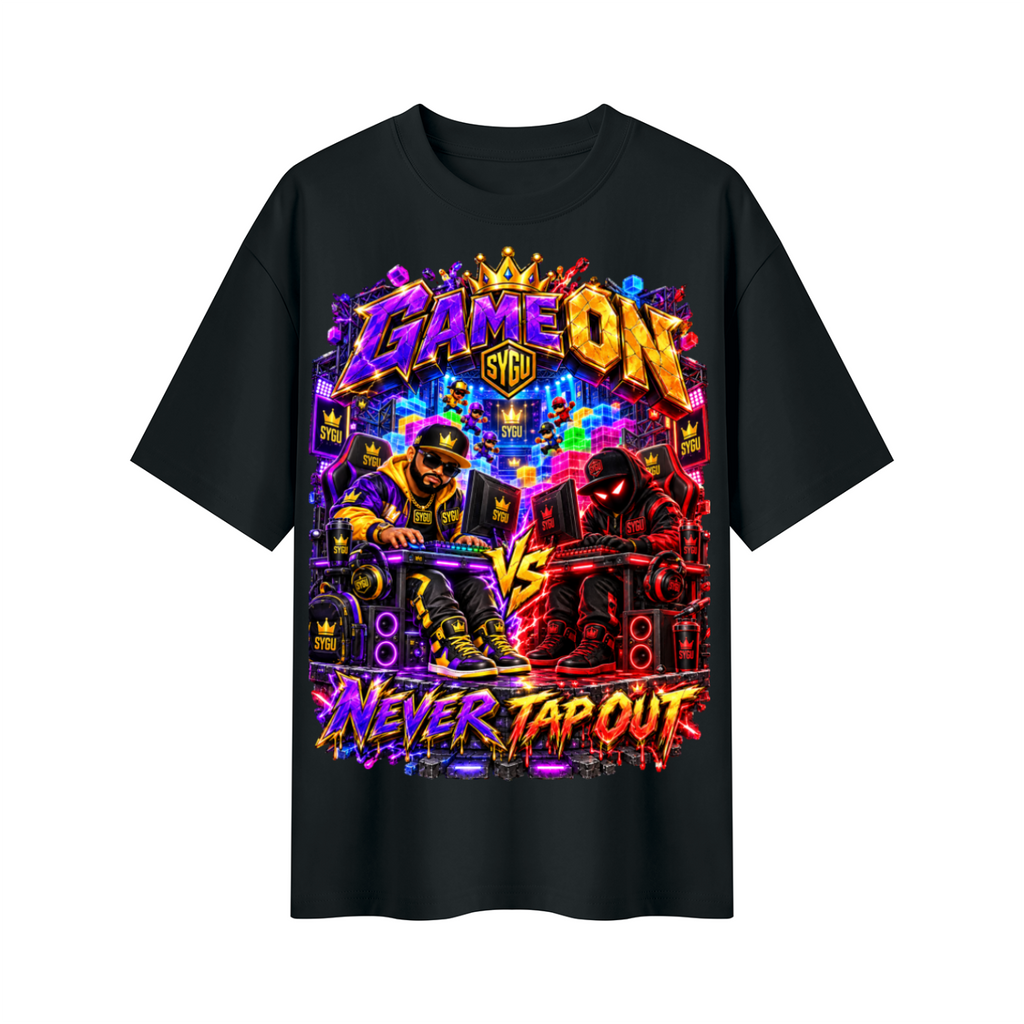 StepYahGameUp™ Game On Never Tap Out Oversized Graphic T-Shirt - Unisex