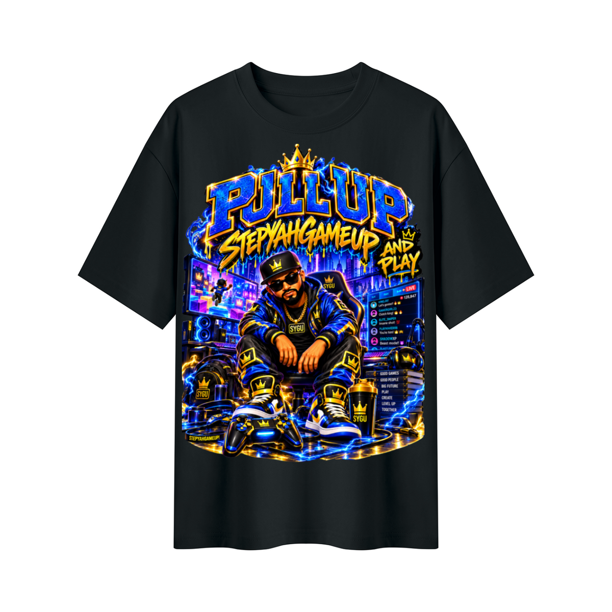 StepYahGameUp™ Pull Up and Play Oversized Graphic T-Shirt - Unisex