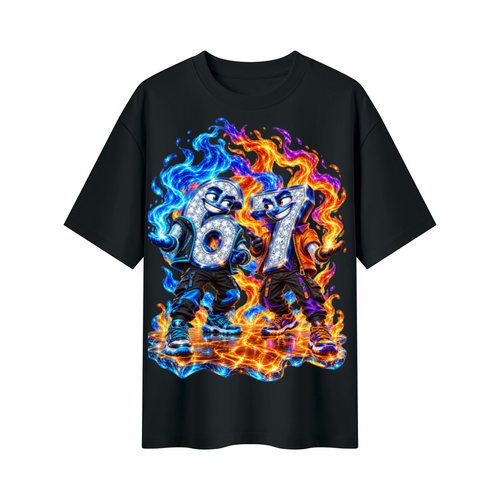 6-7 Street Mode™ Fire & Ice Oversized Graphic T-Shirt - Unisex