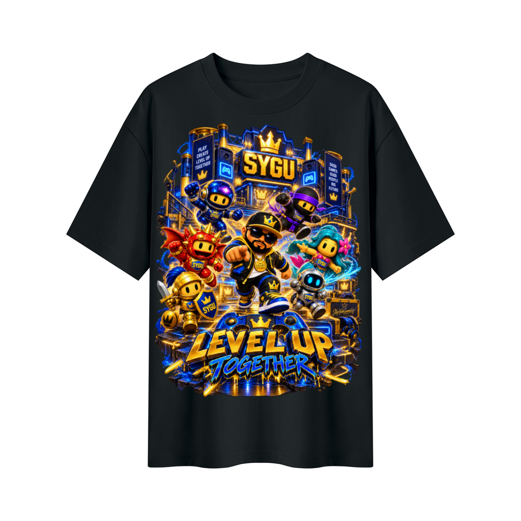 StepYahGameUp™ Level Up Together Oversized Graphic T-Shirt - Unisex