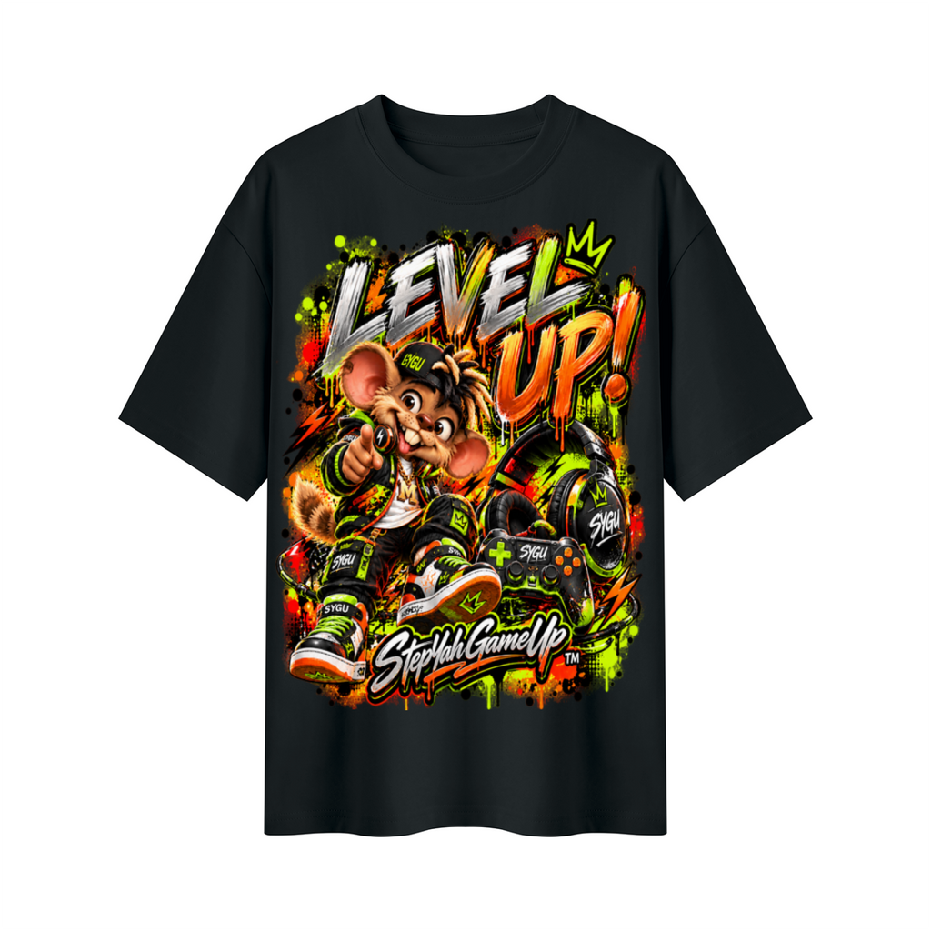 StepYahGameUp™ Level Up! Oversized Graphic T-Shirt - Unisex