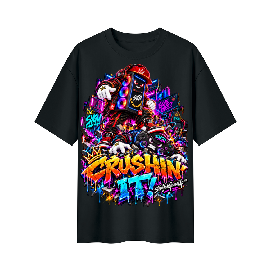 StepYahGameUp™ Crushin’ It PC & Controller Oversized Graphic T-Shirt - Unisex