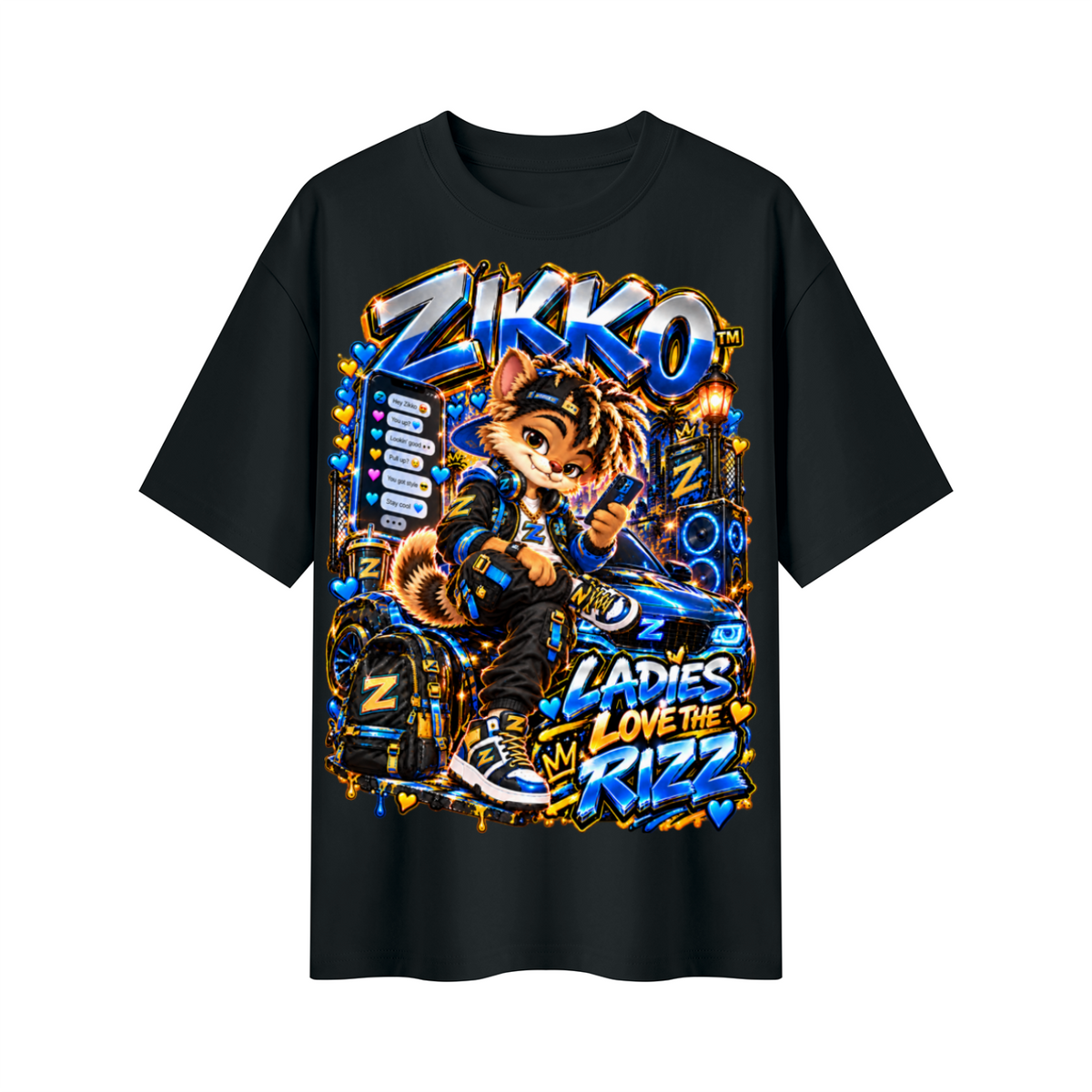 Own Your Vibe™ Zikko™ Ladies Love the Rizz Oversized Graphic T-Shirt - Unisex