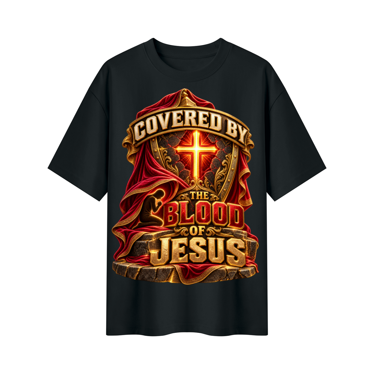 Walk by Faith™ Covered by the Blood of Jesus Oversized Graphic T-Shirt - Unisex