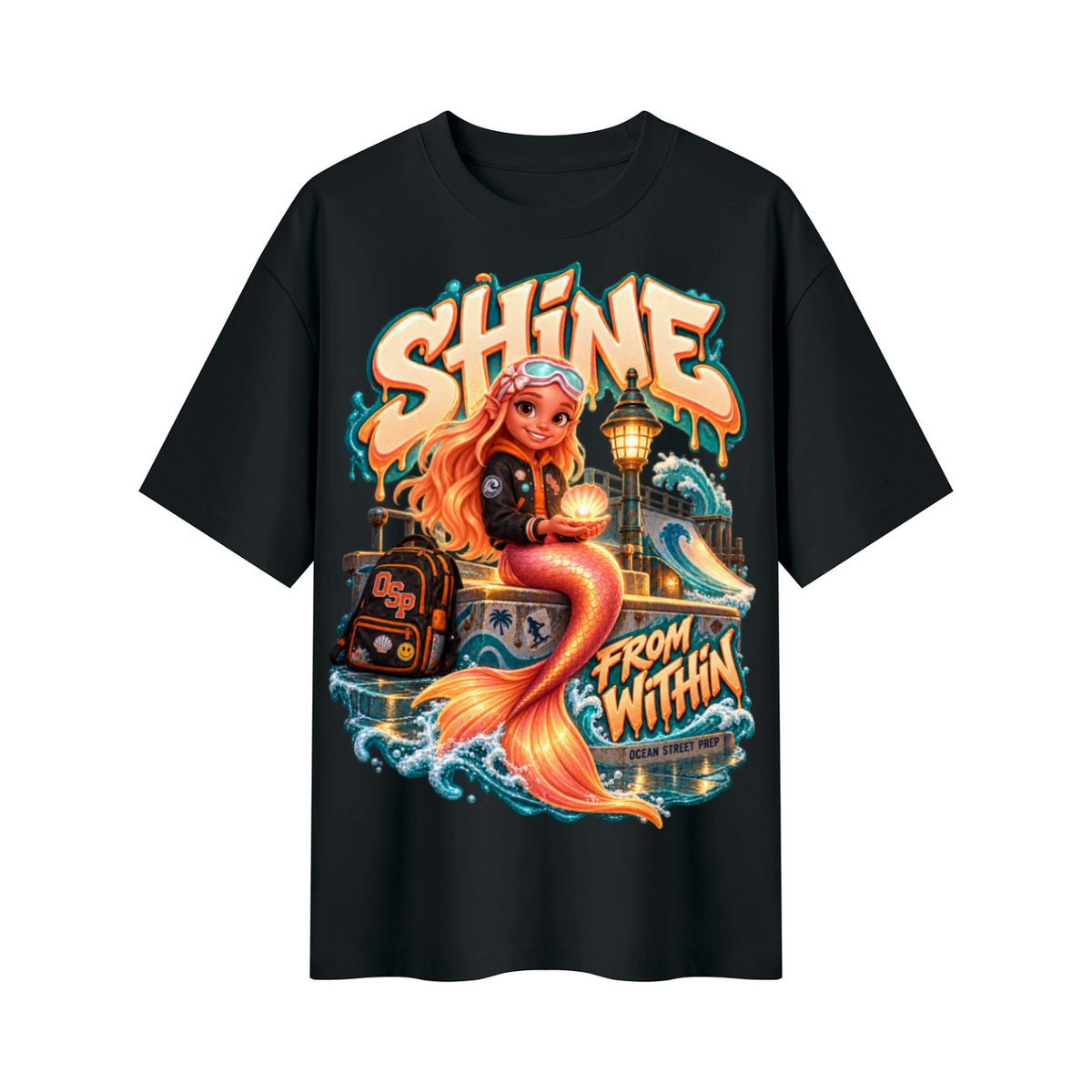 Ocean Street Prep™ Lil Pearl Shine From Within Oversized Graphic T-Shirt - Unisex