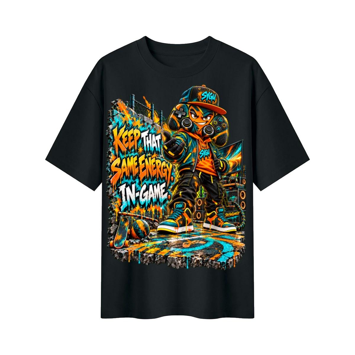 StepYahGameUp™ Keep That Same Energy In Game Oversized Graphic T-Shirt - Unisex