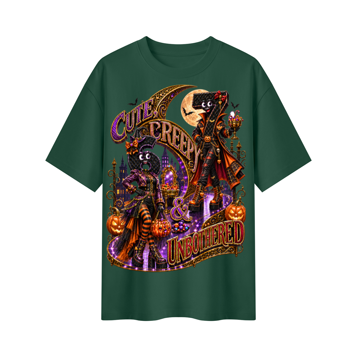 6-7 Street Mode™ Cute, Creepy & Unbothered Halloween Oversized Graphic T-Shirt - Unisex