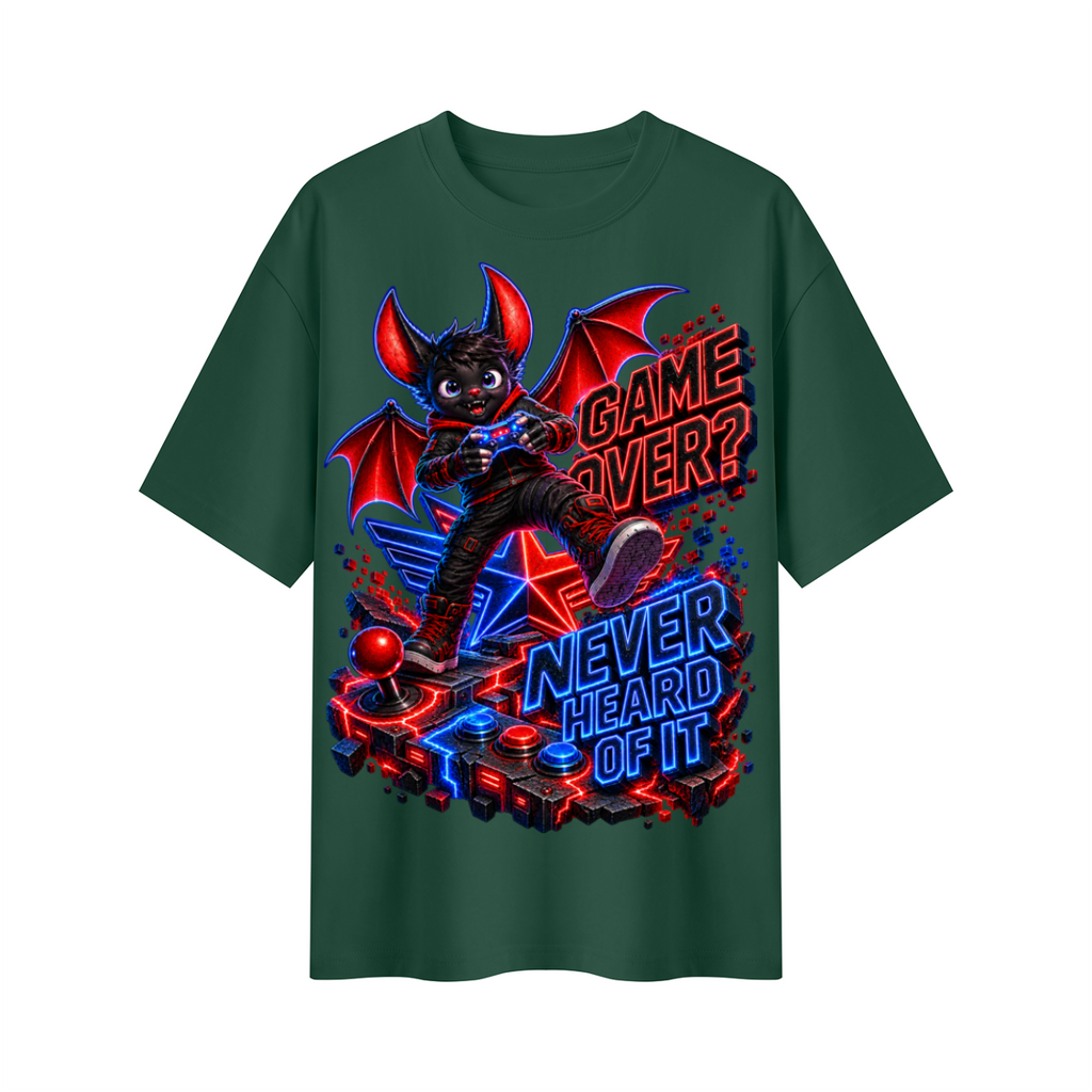 Game Over? Never Heard of It Oversized Gamer Graphic T-Shirt - Unisex