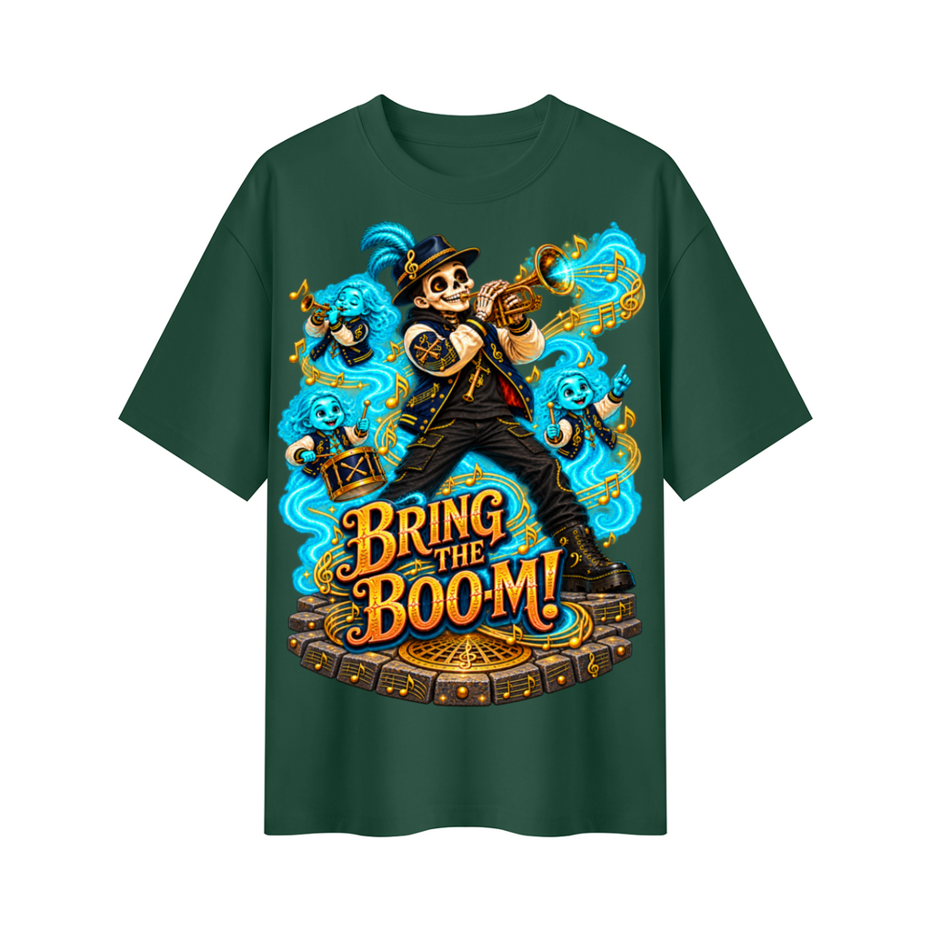 Halloween Bring the Boom Ghost Band Oversized Graphic T-Shirt - Unisex