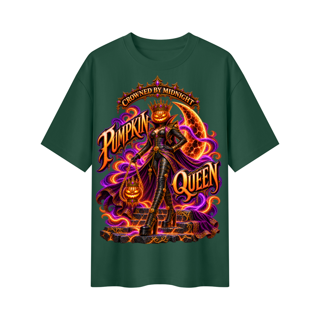 Halloween Pumpkin Queen Oversized Graphic T-Shirt - Crowned by Midnight - Unisex
