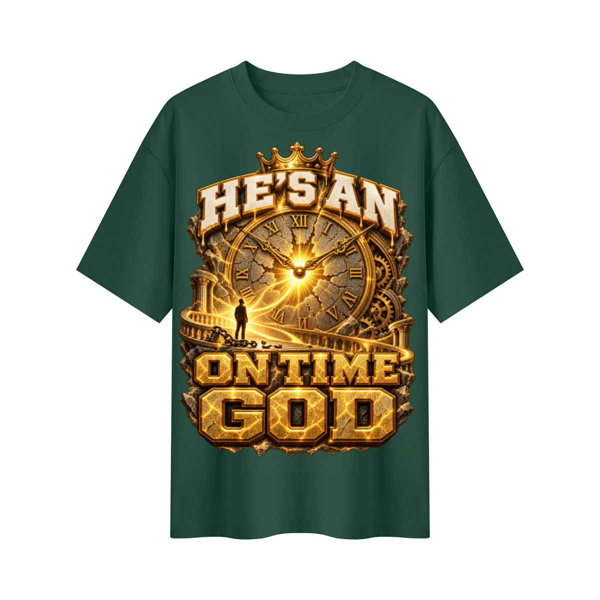 Walk by Faith™ He’s an On Time God Oversized Graphic T-Shirt - Unisex