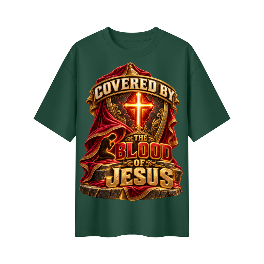 Walk by Faith™ Covered by the Blood of Jesus Oversized Graphic T-Shirt - Unisex