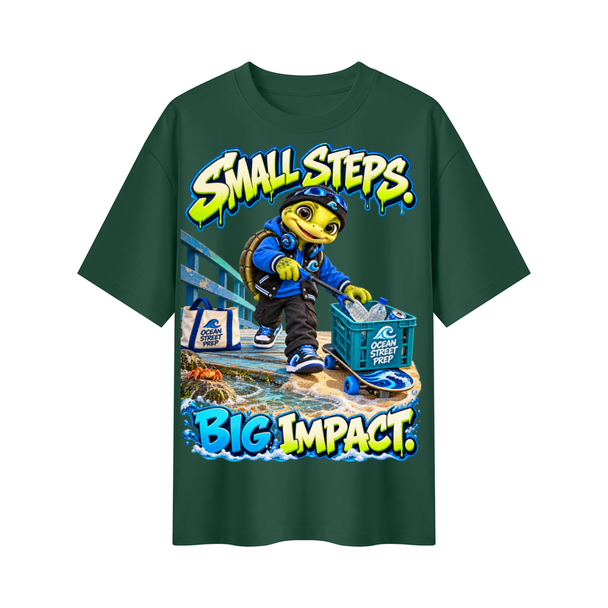Ocean Street Prep™ Lil Turver Small Steps Big Impact Oversized Graphic T-Shirt - Unisex