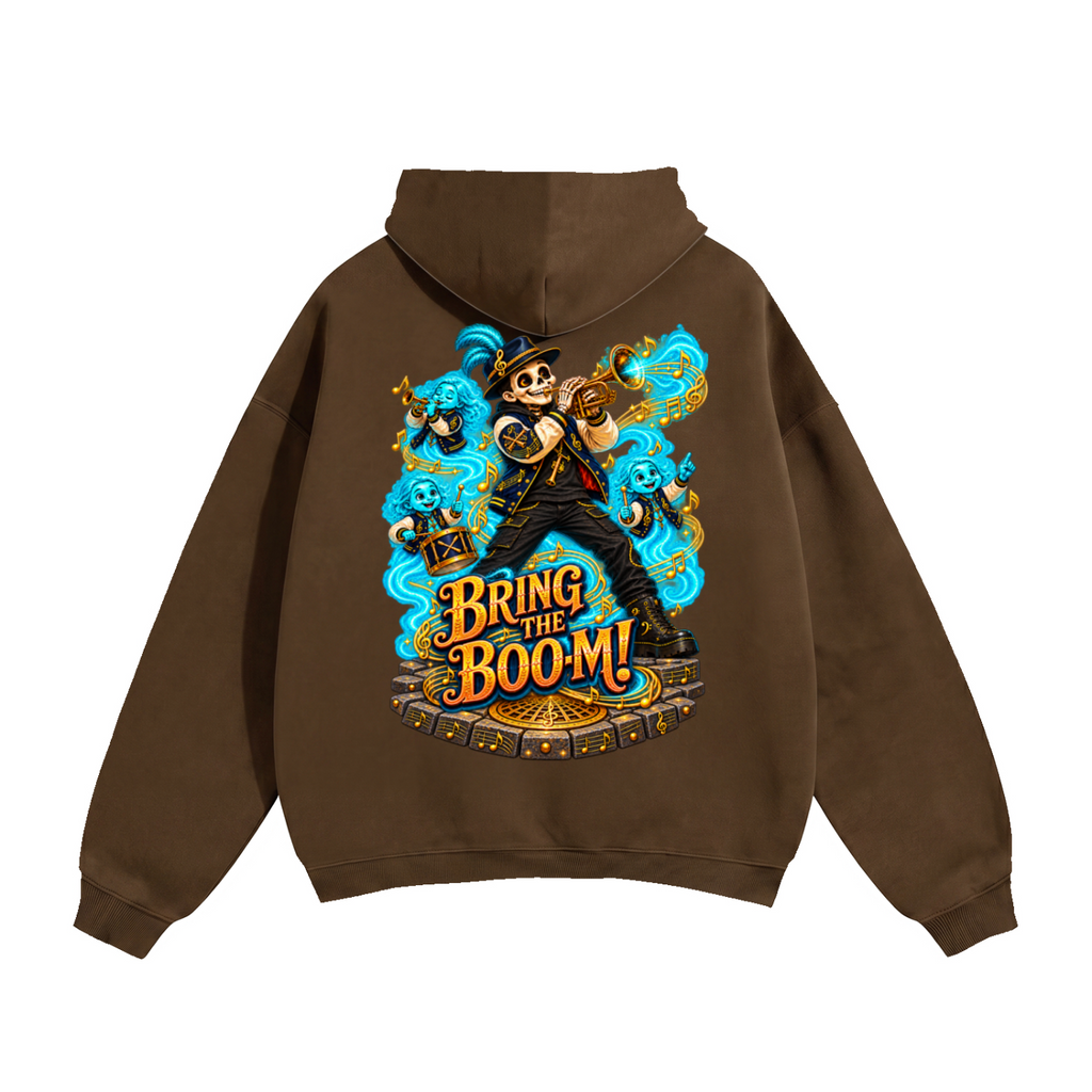 Halloween Brass, Boos & Good Vibes Front & Back Graphic Hoodie - Bring the Boom - Unisex