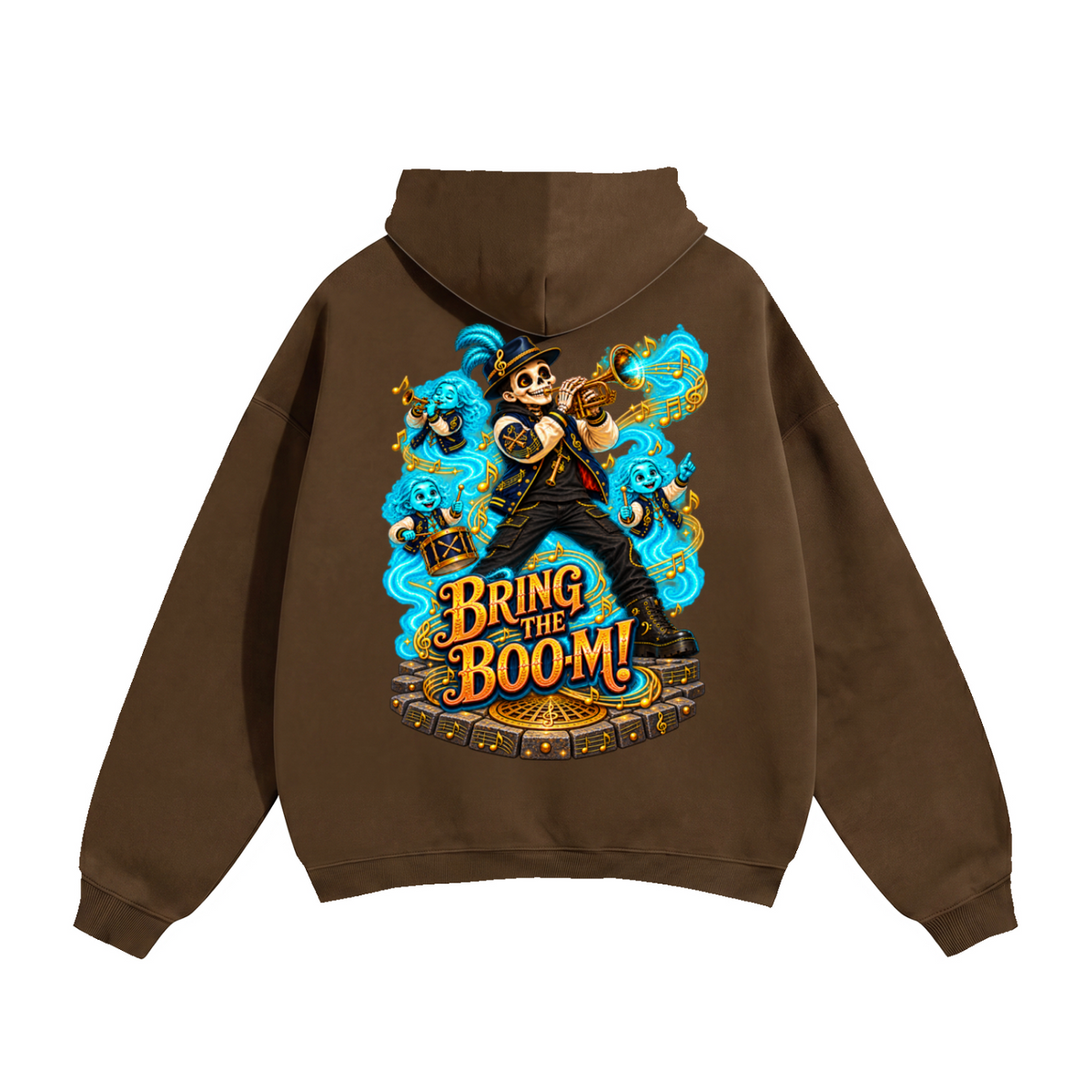 Halloween Brass, Boos & Good Vibes Front & Back Graphic Hoodie - Bring the Boom - Unisex