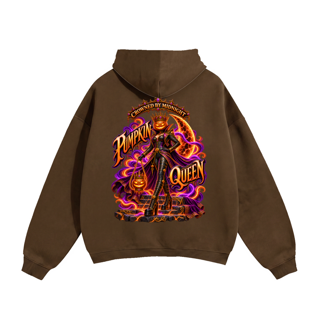 Halloween Pumpkin Queen Front & Back Graphic Hoodie - Crowned by Midnight - Unisex