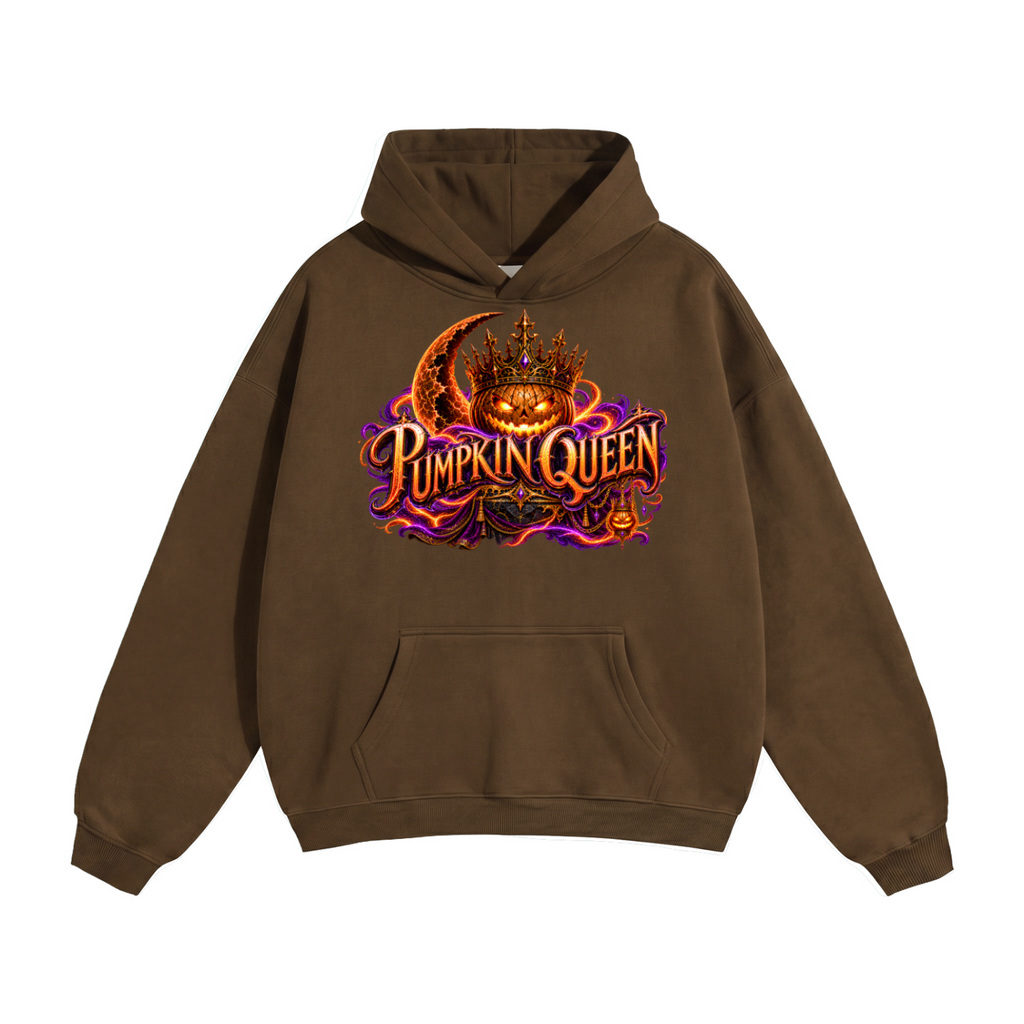 Halloween Pumpkin Queen Front & Back Graphic Hoodie - Crowned by Midnight - Unisex