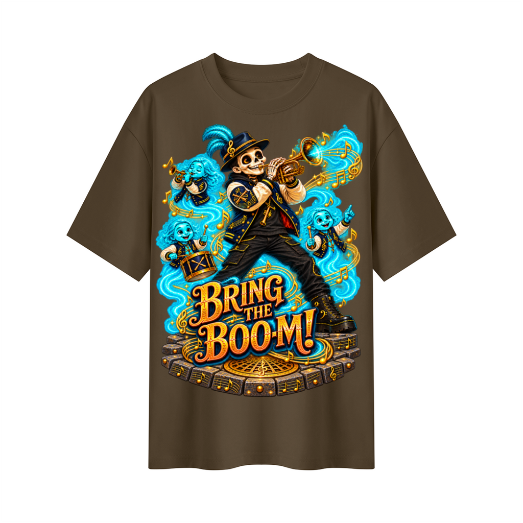 Halloween Bring the Boom Ghost Band Oversized Graphic T-Shirt - Unisex
