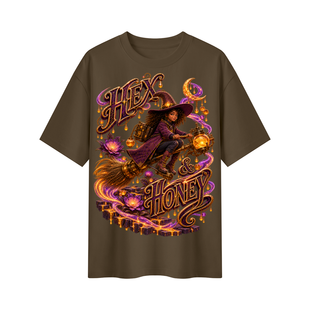 Halloween Hex & Honey Witch Oversized Graphic T-Shirt - Unisex