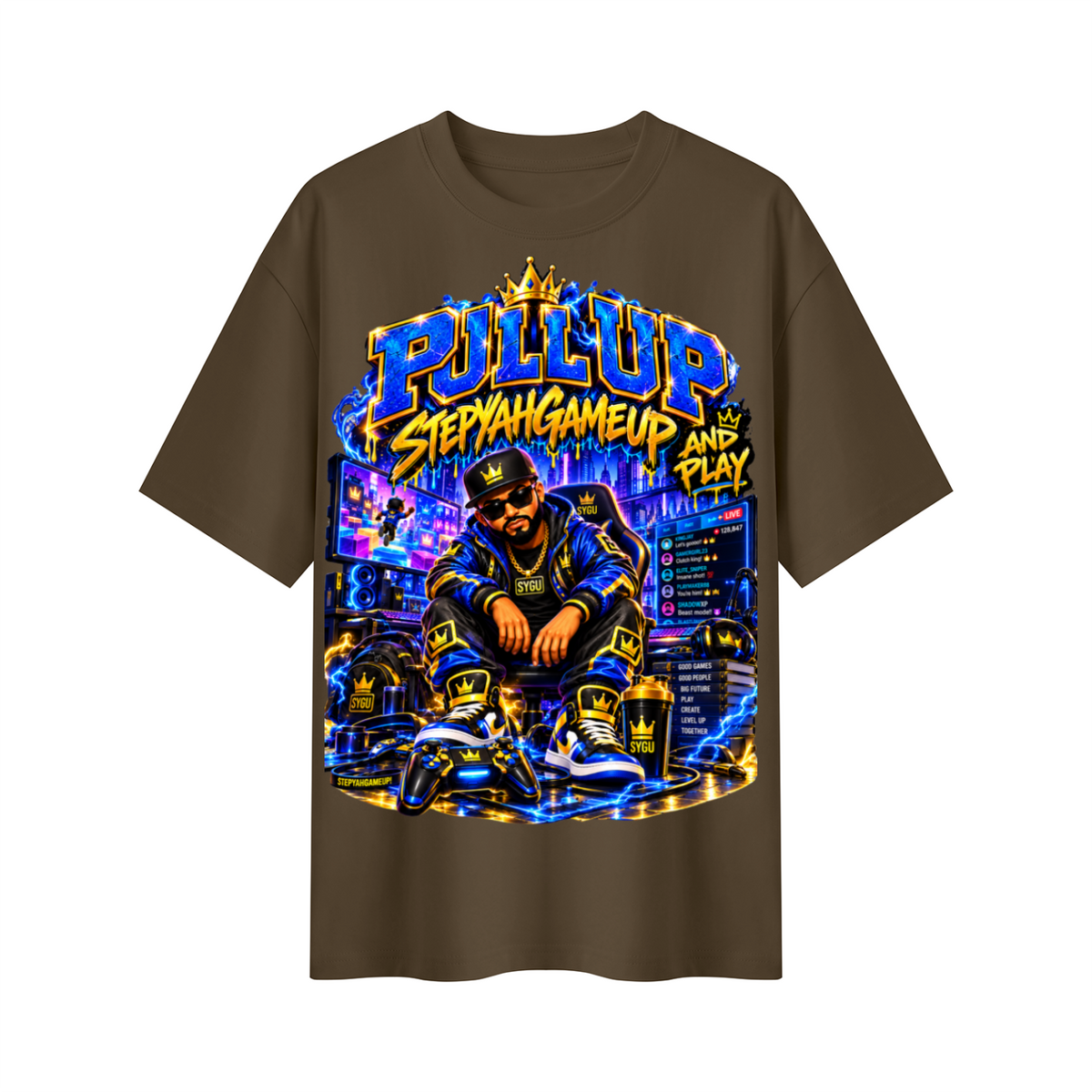 StepYahGameUp™ Pull Up and Play Oversized Graphic T-Shirt - Unisex