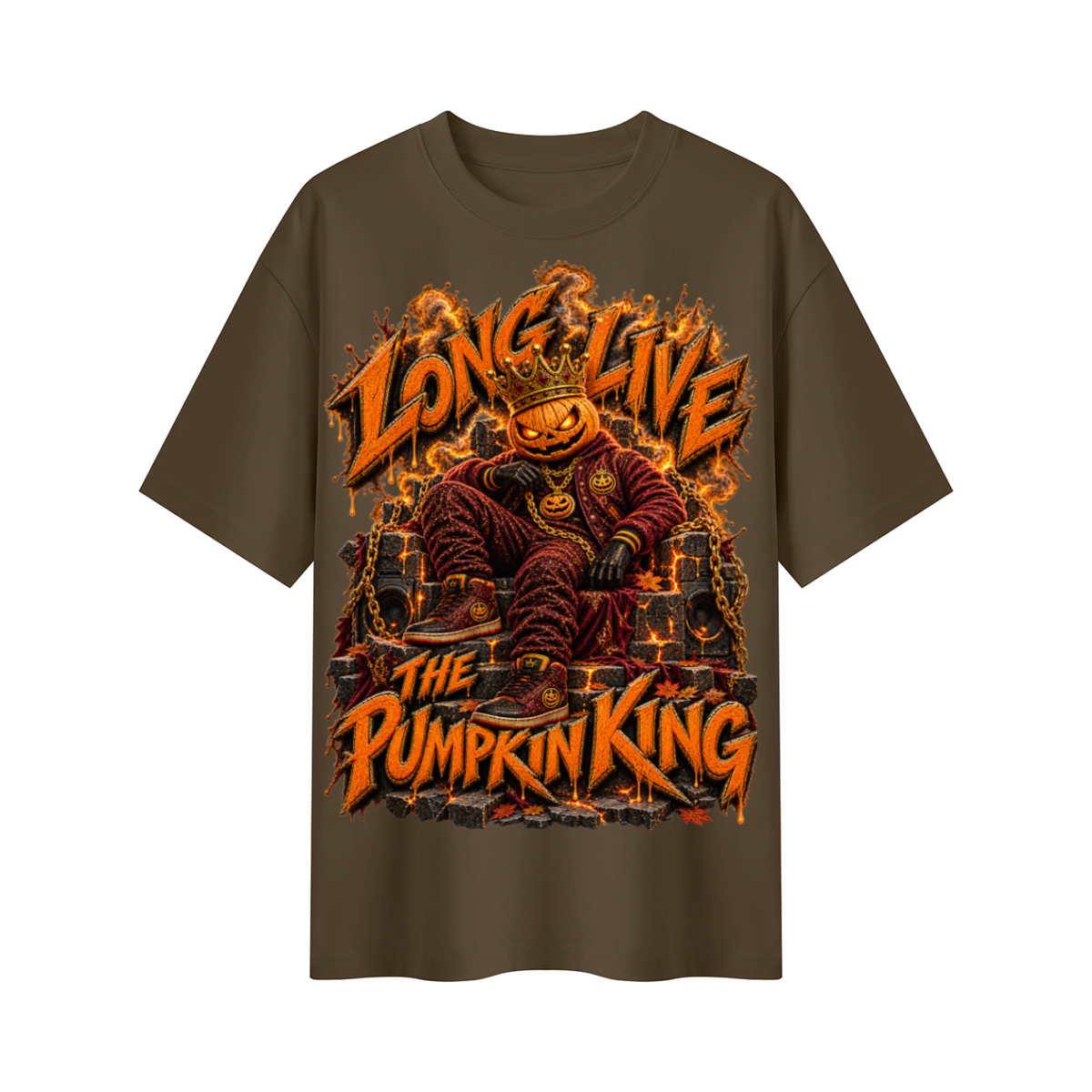 Halloween Pumpkin King Oversized Graphic T-Shirt - Long Live the Pumpkin King - Unisex
