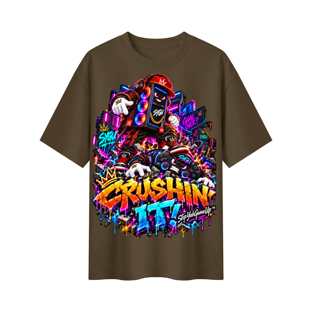 StepYahGameUp™ Crushin’ It PC & Controller Oversized Graphic T-Shirt - Unisex