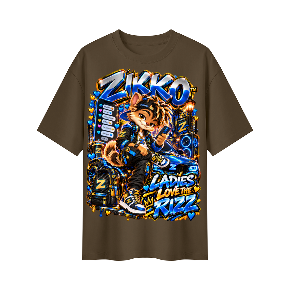Own Your Vibe™ Zikko™ Ladies Love the Rizz Oversized Graphic T-Shirt - Unisex