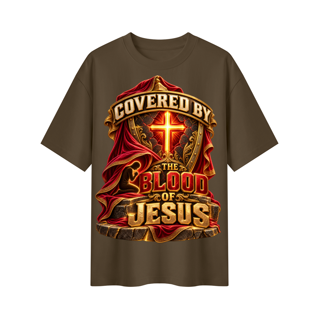 Walk by Faith™ Covered by the Blood of Jesus Oversized Graphic T-Shirt - Unisex
