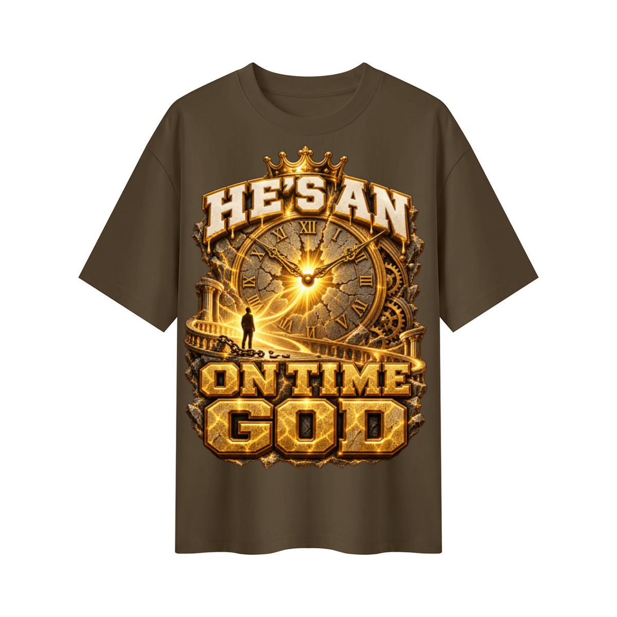 Walk by Faith™ He’s an On Time God Oversized Graphic T-Shirt - Unisex